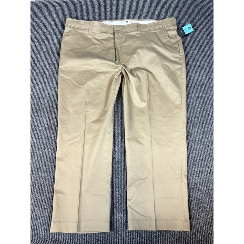 Oak Hill Tech Chino Pants Mens 48x28 Khaki Straight Leg Fit Stretch Performance